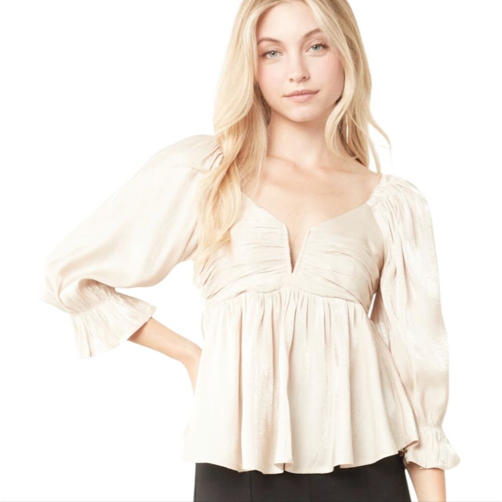 entro Cream Satin Peasant Blouse